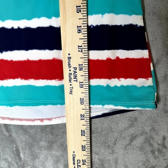 CATALINA Red White Blue Aqua Striped Tankini Swimsuit Halter Top MEDIUM - Picture 3 of 5